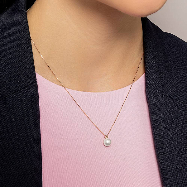 Золоте кольє з перлиною і фіанітом (арт. 350728прлб) – зображення 3