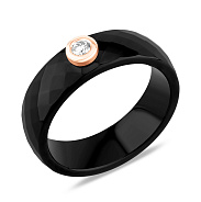 Кольцо из керамики и красного золота с бриллиантом (арт. К011228005кча)