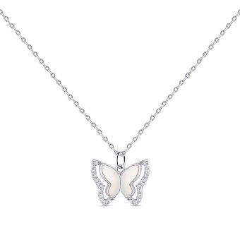 Фото Срібне кольє Метелик з перламутром (арт. 7507/2382п)