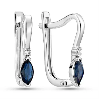 Сережки з білого золота з сапфірами і діамантами (арт. С011357бс)