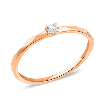 Фото Кольцо из красного золота с фианитом (арт. 156598)