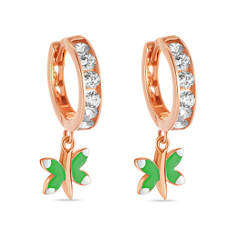 Фото Дитячі золоті сережки з емаллю і фіанітами (арт. 105376ез)