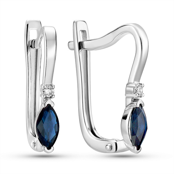 Серьги из белого золота с сапфирами и бриллиантами (арт. С011357бс) – изображение 1