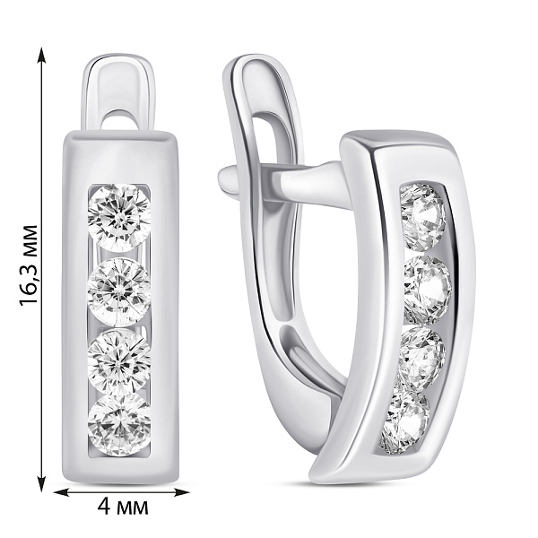 Срібні сережки з фіанітами (арт. 7502/С2Ф/121) – зображення 2