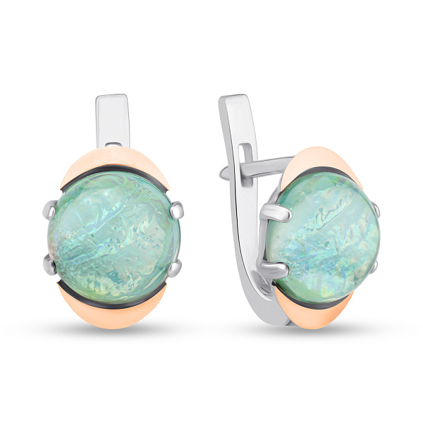 Срібні сережки з опалом і золотою накладкою (арт. 7202/242Позсп) – зображення 1