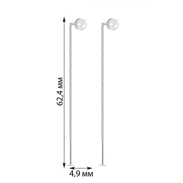 Серьги-протяжки из серебра с жемчугом (арт. 7502/1166жб) – изображение 2