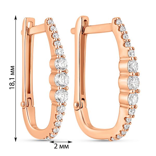 Серьги из красного золота с дорожкой из фианитов (арт. 110633) – изображение 5