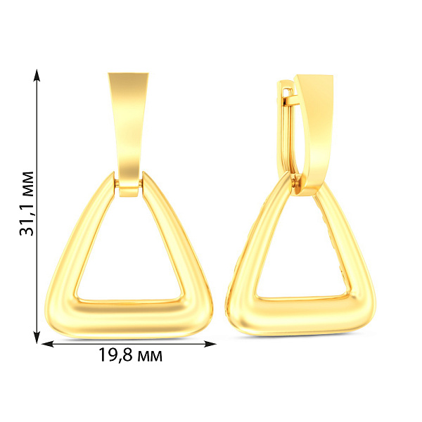 Золотые серьги Треугольники (арт. 111330ж) – изображение 2