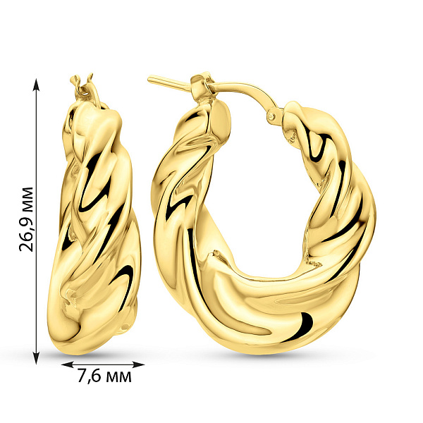 Золотые серьги-кольца Francelli в желтом цвете металла (арт. 109768/25ж) – изображение 2