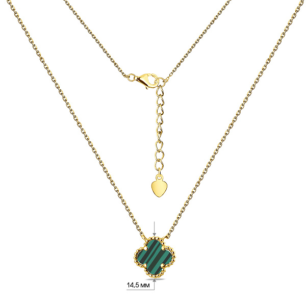 Колье Клевер из серебра с желтым родированием и малахитом (арт. 7507/470/15жмлх) – изображение 3