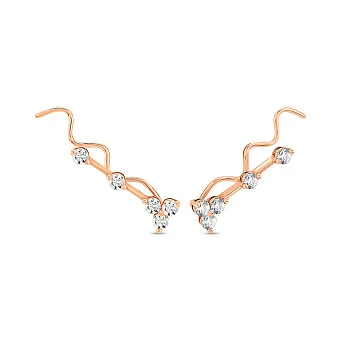 Золоті сережки клаймбери з фіанітами (арт. 110199)