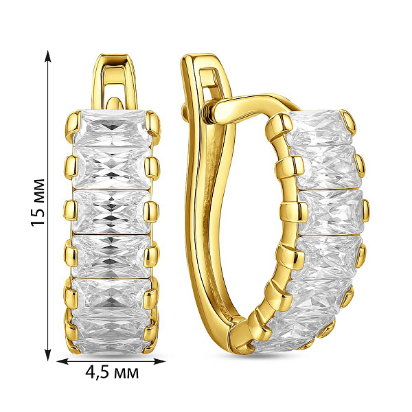Сережки из желтого золота с фианитами (арт. 110293ж) – изображение 4