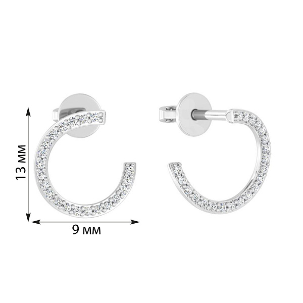 Серьги-пусеты из белого золота с бриллиантами (арт. Т011261015б) – изображение 3