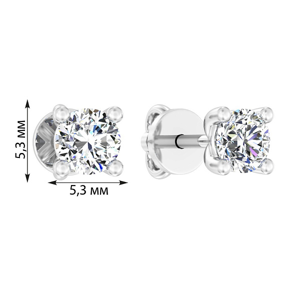 Сережки-пусети з білого золота з діамантами (арт. Т01116206136б) – зображення 3