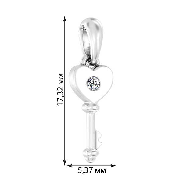 Кулон из белого золота с бриллиантом (арт. П011150б) – изображение 2