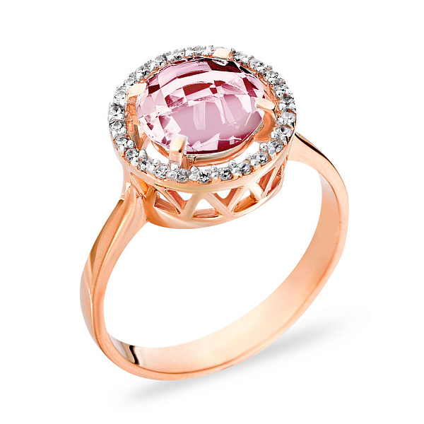 Каблучка з червоного золота з рожевим кварцом (арт. 140560Пр) – зображення 1