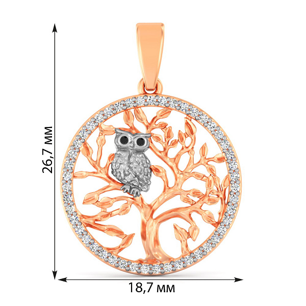 Золота підвіска Сова з фіанітами (арт. 440973) – зображення 3