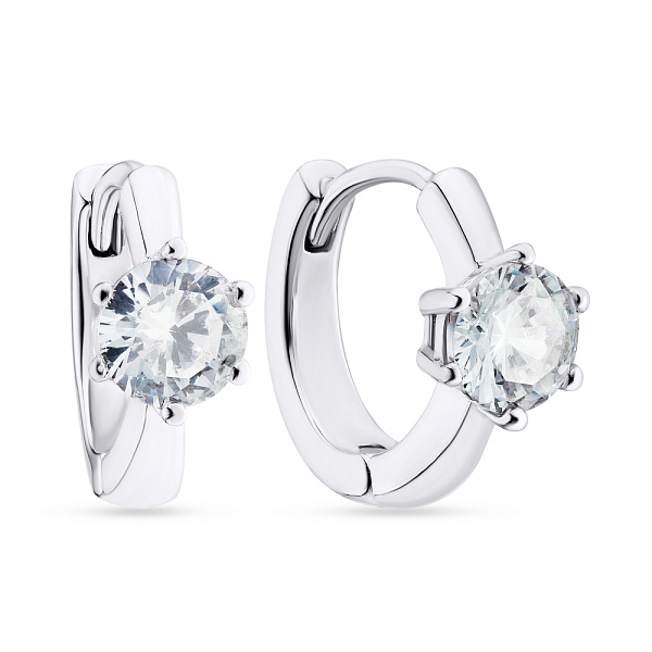 Серебряные серьги-кольца с фианитами (арт. 7502/3760/10) – изображение 1