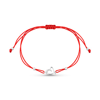 Браслет Сердце на шелковой нити с серебряными вставками (арт. 7309/5047к)