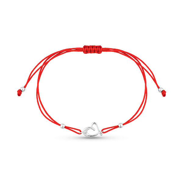 Браслет Сердце на шелковой нити с серебряными вставками (арт. 7309/5047к) – изображение 1