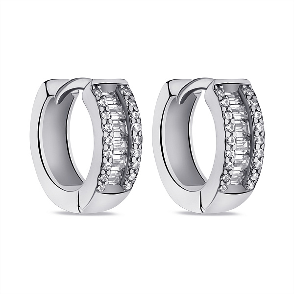 Серебряные серьги-кольца с фианитами (арт. 7502/9543/10) – изображение 1