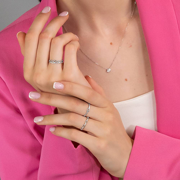 Кольцо из белого золота с бриллиантами (арт. К011376б) – изображение 2