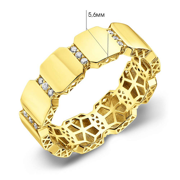 Кольцо из желтого золота с фианитами (арт. 156060ж) – изображение 5