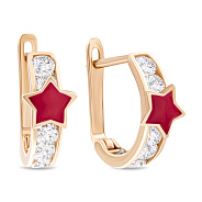 Фото Сережки для детей из золота с эмалью и фианитами (арт. 104211ек)