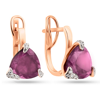 Золоті сережки з кварцом та фіанітами  (арт. 110421ПрГ)