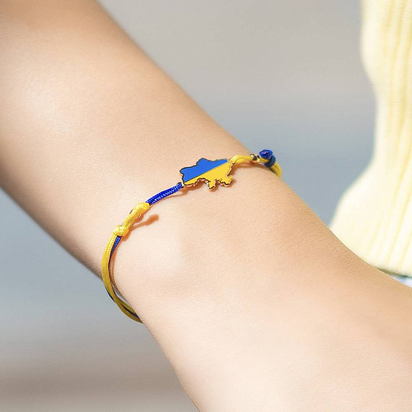 Браслет на нитці з золотою вставкою в синьому і жовтому кольорах (арт. 340026сжесж) – зображення 2