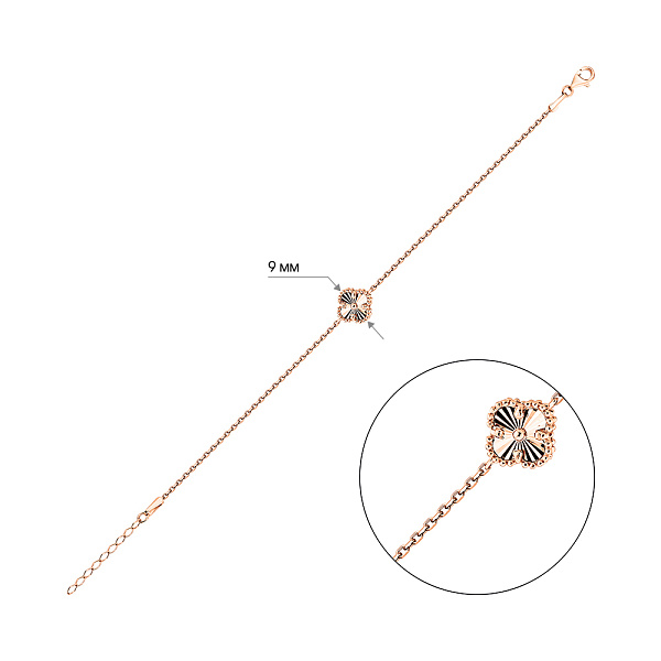 Браслет з червоного золота Конюшина з алмазною гранню (арт. 3261172/9а) – зображення 5