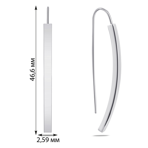 Серебряные серьги без камней (арт. 7502/3834) – изображение 2