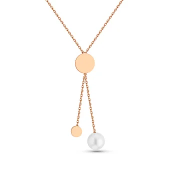 Кольє з перлами в червоному кольорі металу (арт. 352344прлб)