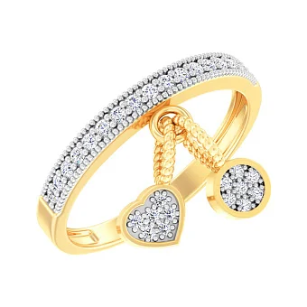 Каблучка з жовтого золота з підвісками та фіанітами (арт. 140729ж)