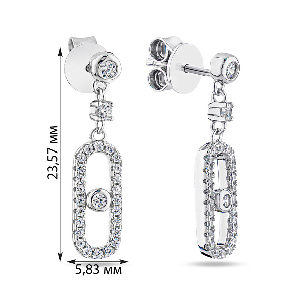 Серьги-пусеты из серебра с подвесками (арт. 7518/6050) – изображение 2