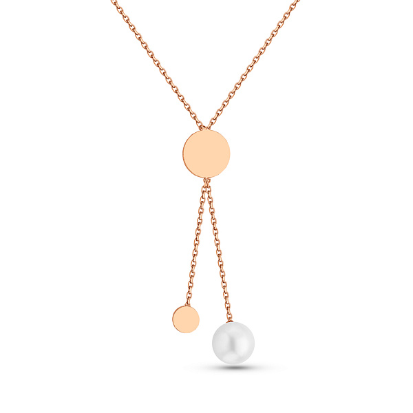 Колье золотое с жемчугом в красном цвете металла (арт. 352344прлб) – изображение 1