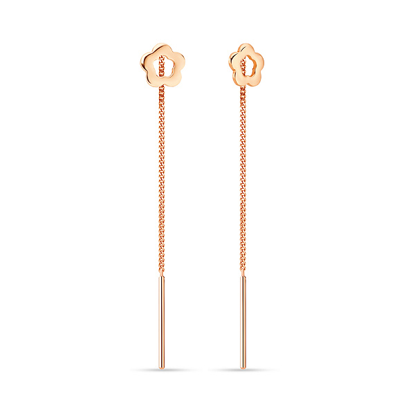 Золотые серьги-цепочки «Цветы» (арт. 105064) – изображение 1