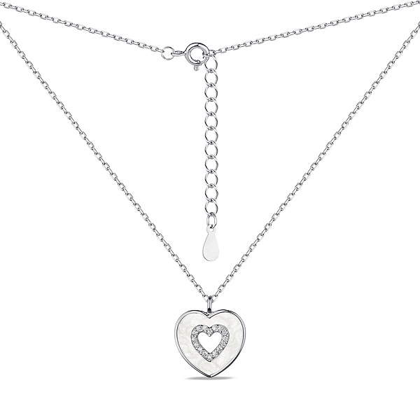 Серебряное колье Сердечко с перламутром и фианитами (арт. 7507/2180п) – изображение 2