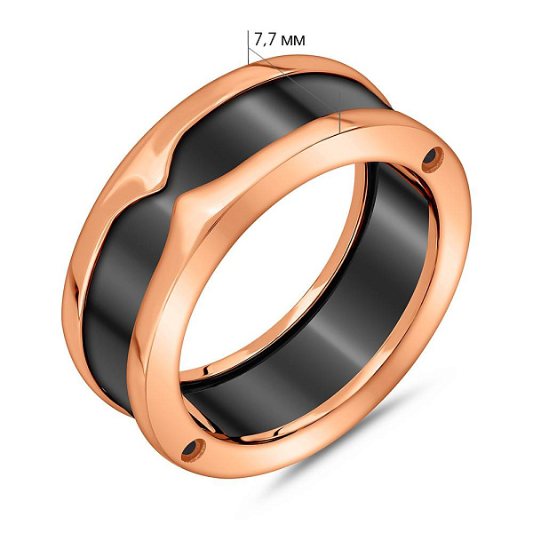 Каблучка з золота та чорної кераміки (арт. 1401118кч) – зображення 4