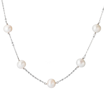 Фото Серебряное колье с жемчугом (арт. 7507/1051жб)