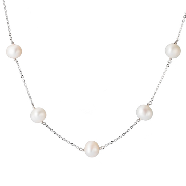 Серебряное колье с жемчугом (арт. 7507/1051жб) – изображение 1