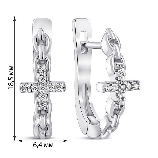 Серебряные серьги с крестиком (арт. 7502/10087) – изображение 2