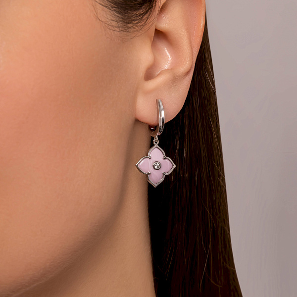 Серебряные серьги с фианитом и керамикой (арт. 7502/1980521кмр) – изображение 3