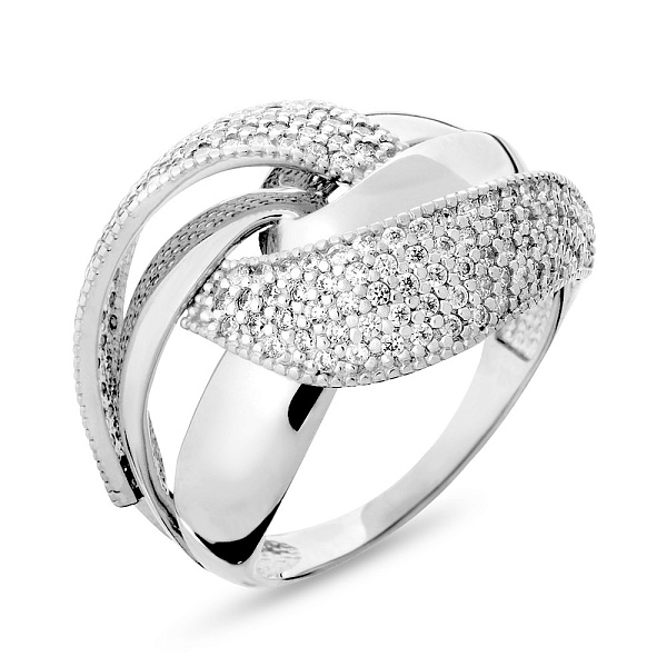 Кольцо из белого золота с фианитами (арт. 140504б) – изображение 1