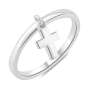 Серебряное кольцо с крестиком без камней (арт. 7501/6955)