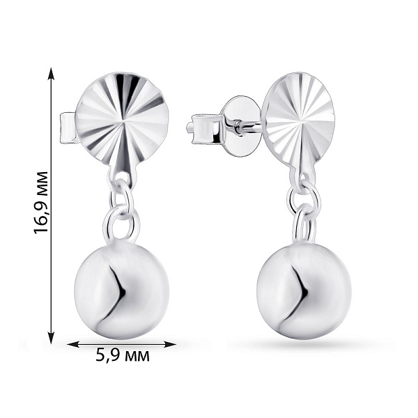 Серьги из серебра с подвеской (арт. 7518/6442) – изображение 2