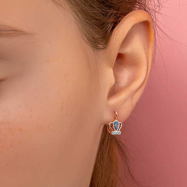 Дитячі сережки "Корона" з червоного золота (арт. 110819г) – зображення 2