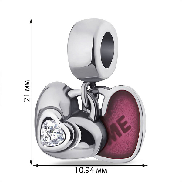 Шарм из серебра с эмалью и фианитом (арт. 7903/3284ер) – изображение 2