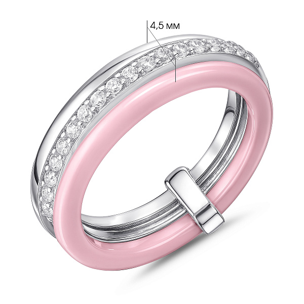 Кольцо из серебра и керамики с дорожкой из фианитов (арт. 7501/1523841кмр) – изображение 2