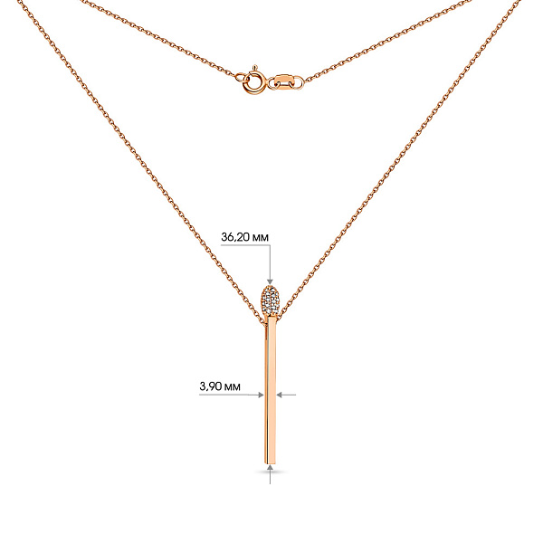 Золоте кольє "Сірник" з фіанітами (арт. 351408) – зображення 3